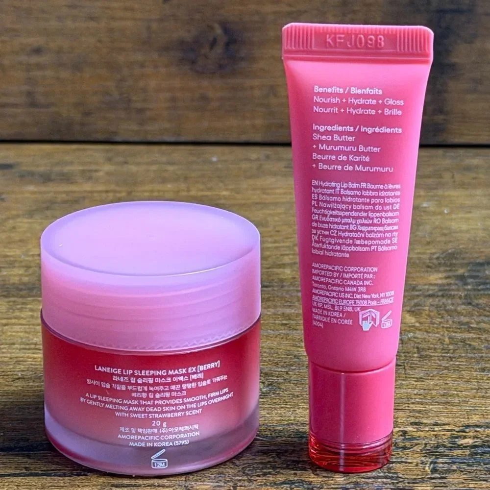Laneige Berry Lip Sleeping Mask 20g + Lip Glowy Balm + Water Bank Mini NEW w/box